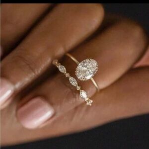 Gold Engagement Style Ring Set